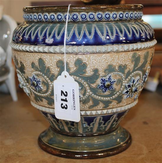 George Tinworth for Doulton Lambeth. A Stoneware ovoid vase, 19cm